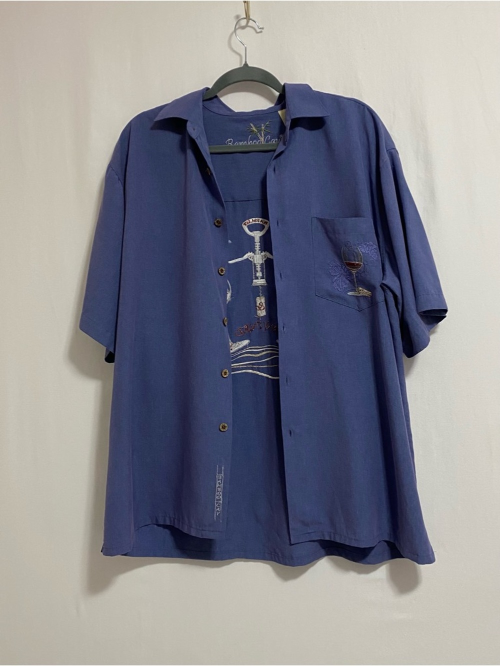 BAMBOO Men's Short-Sleeve Navy Button-Up Shirt